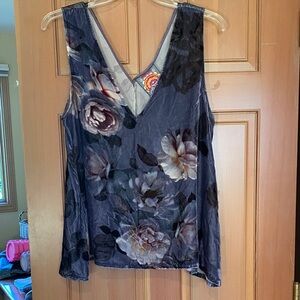 Johnny Was Velvet Floral Sleeveless Tank Top